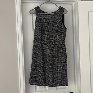 Talbot’s black and white business dress with belt and pockets